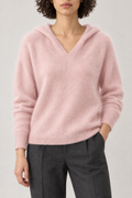 Cashmere Brushed Hooded Pullover, Blush Pink, front