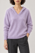 Cashmere Brushed Hooded Pullover, Lilac, front
