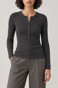 Merino Henley Sweater, Charcoal Grey, front