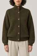 Cashmere Loop-Knit Sweater, Army Green, front
