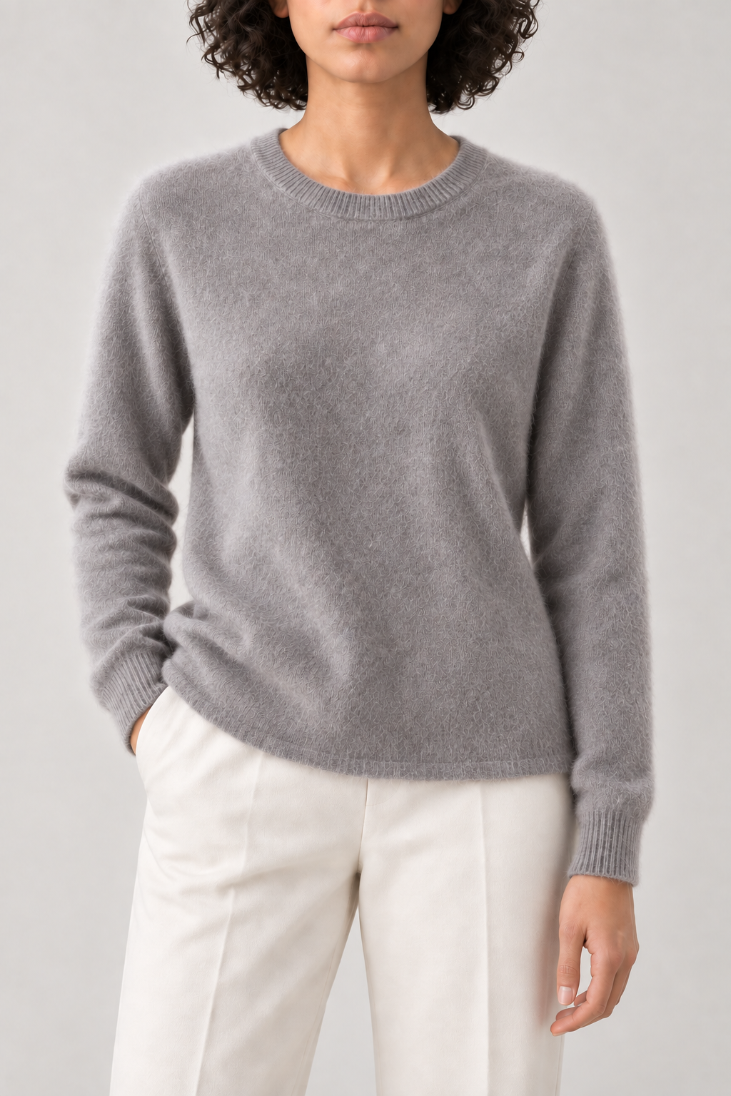 Brushed Crewneck Sweater, Ink Grey, front