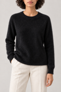 Brushed Crewneck Sweater, Obsidian Black, front