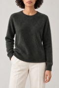 Brushed Crewneck Sweater, Pine Tea Green, front