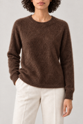 Brushed Crewneck Sweater, Almond Brown, front