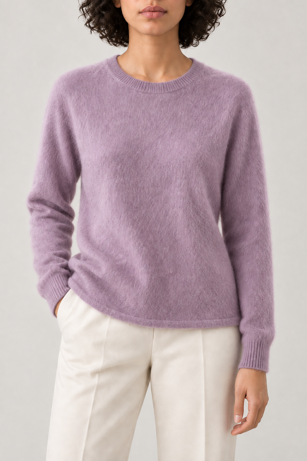 Brushed Crewneck Sweater, Hyacinth Purple, front