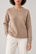 Brushed Crewneck Sweater, Honey Camel, front