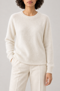 Brushed Crewneck Sweater, Pearl White, front