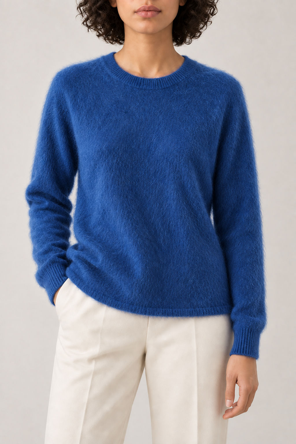Brushed Crewneck Sweater, Cobalt Blue, front