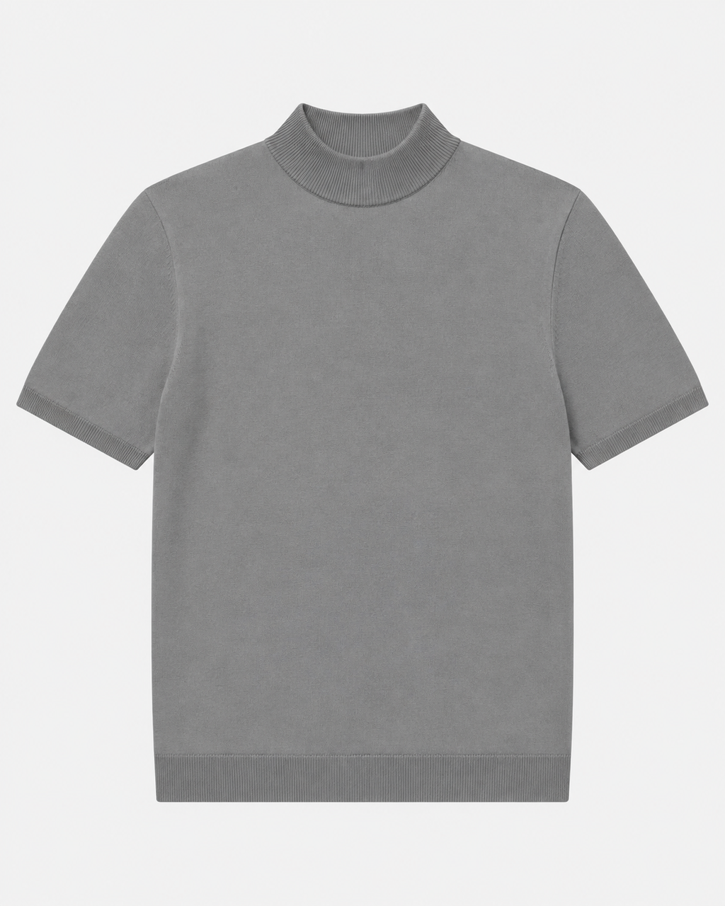 Short-Sleeve Mock Neck, Medium grey, flatlay